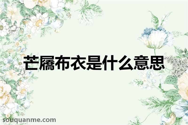 芒屩布衣是什么意思 芒屩布衣的拼音 芒屩布衣的成语解释